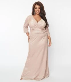 Plus Size Rose Gold Glitter Mother Of The Bride Dress