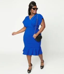 Plus Size Royal Blue Peplum Bodycon Dress -Pleaser Clothing Store plus size royal blue peplum bodycon dress 236819