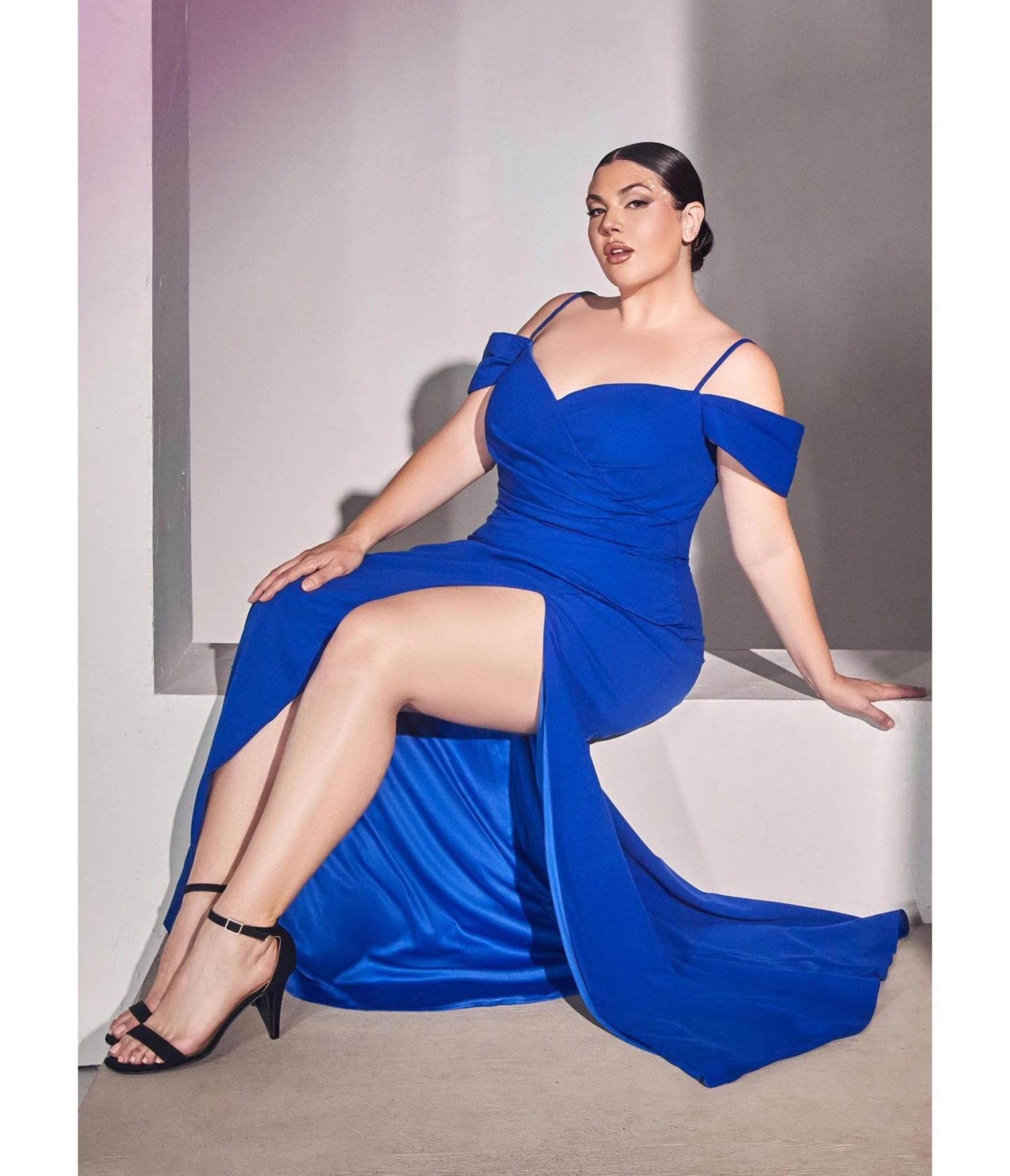 Cinderella Divine Plus Size Royal Blue Regal Off Shoulder Bridesmaid Dress 1 Cinderella Divine Plus Size Royal Blue Regal Off Shoulder Bridesmaid Dress