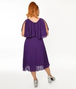 Plus Size Royal Purple Pleated Midi Dress -Pleaser Clothing Store plus size royal purple pleated midi dress 751368