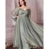 Cinderella Divine Plus Size Sage Chiffon Sweetheart Bridesmaid Goddess Gown