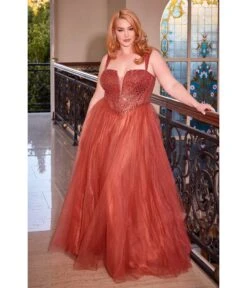Cinderella Divine Plus Size Sienna Glitter Bodice & Tulle Prom Ball Gown
