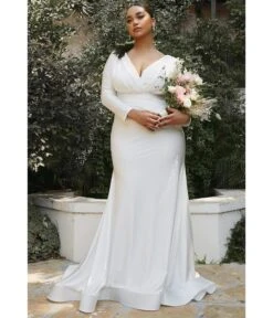 Cinderella Divine Plus Size White Mermaid Bridal Gown -Pleaser Clothing Store plus size white mermaid bridal gown 572114