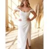 Cinderella Divine Plus Size White Off The Shoulder Corset Satin Bridal Gown