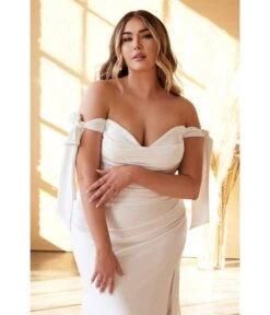 Cinderella Divine Plus Size White Off The Shoulder Trumpet Bridal Gown -Pleaser Clothing Store plus size white off the shoulder trumpet bridal gown 586152