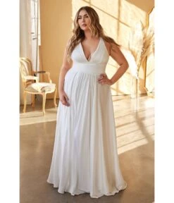 Cinderella Divine Plus Size White Satin A Line Bridal Gown -Pleaser Clothing Store plus size white satin a line bridal gown 899329