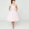Preorder- Unique Vintage Pink & White Gingham Bobbie Swing Dress