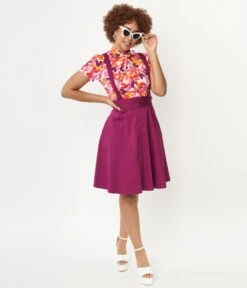 Purple Pinafore Flare Skirt