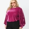 Purple Velvet Long Sleeve Top