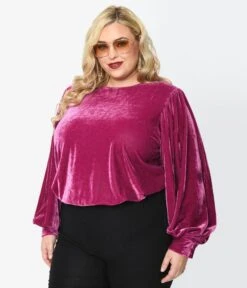 Purple Velvet Long Sleeve Top