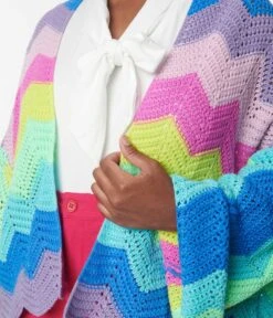 Rainbow Wavy Stripe Knit Cardigan -Pleaser Clothing Store rainbow wavy stripe knit cardigan 403915