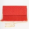 Red Beaded Fringe Envelope Clutch