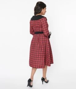 Red & Black Plaid Rakeel Swing Dress -Pleaser Clothing Store red black plaid rakeel swing dress 752511