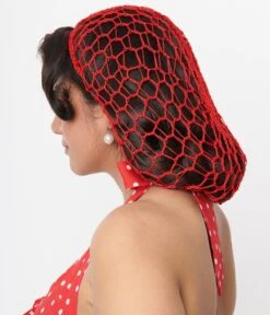 Red Crochet Hair Snood -Pleaser Clothing Store red crochet hair snood 174689
