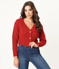 Red Crop Top & Cardigan Set -Pleaser Clothing Store red crop top cardigan set 446616