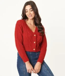 Red Crop Top & Cardigan Set -Pleaser Clothing Store red crop top cardigan set 950048