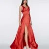 Cinderella Divine Red Glamour Satin A-Line Bridesmaid Dress