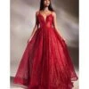 Cinderella Divine Red Glitter Sleeveless Ball Gown