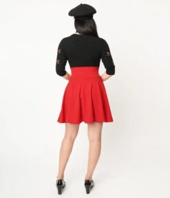 Red High Waist Swing Skirt -Pleaser Clothing Store red high waist swing skirt 364393
