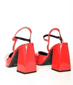 Red Patent Leatherette Chunky Heels 5 Red Patent Leatherette Chunky Heels -Pleaser Clothing Store red patent leatherette chunky heels 364046