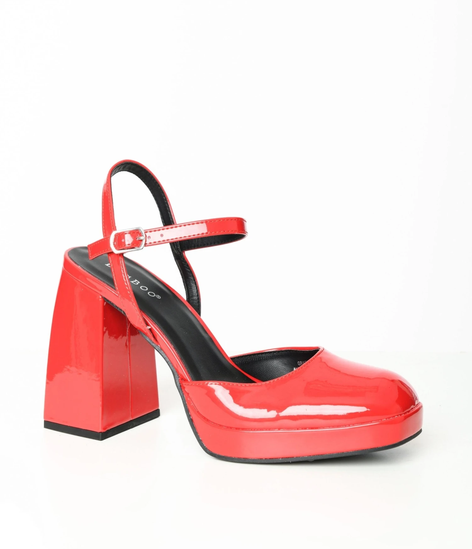 Red Patent Leatherette Chunky Heels 2 Red Patent Leatherette Chunky Heels - Image 2