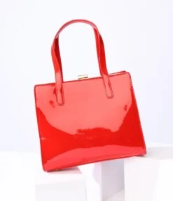 Red Patent Leatherette Handbag