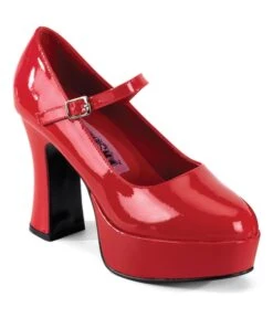 PLEASER Red Patent Mary Jane Pumps