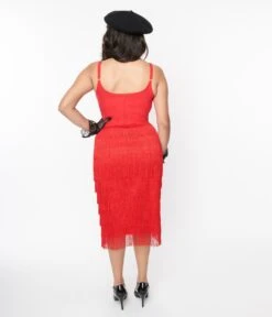 Red Some Like It Hot Fringe Wiggle Dress -Pleaser Clothing Store red some like it hot fringe wiggle dress 987171