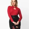 Red Tear Drop Keyhole Top