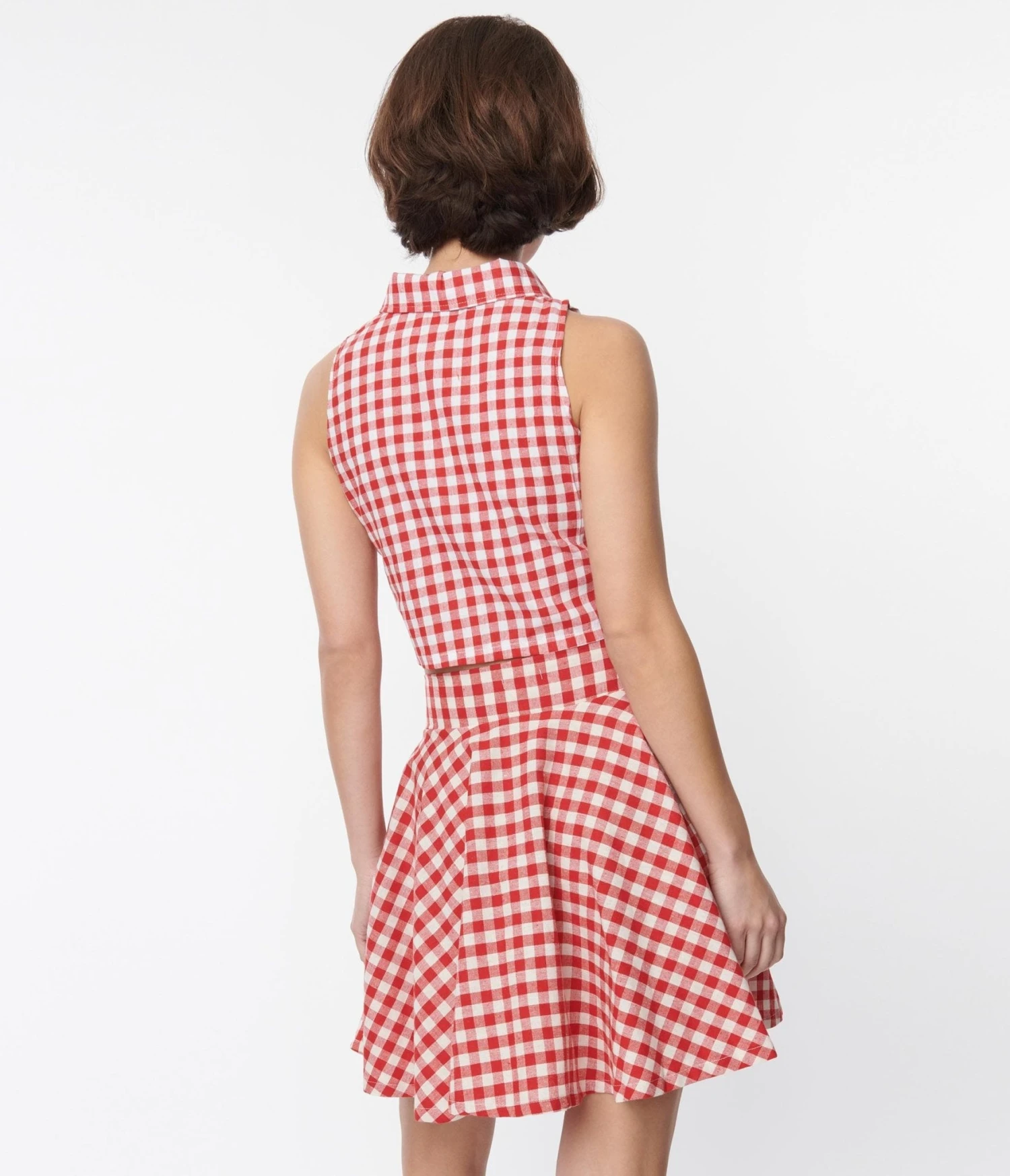 Red & White Gingham Crop Top 2 Red & White Gingham Crop Top - Image 2