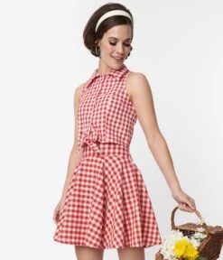 Red & White Gingham Crop Top 9 Red & White Gingham Crop Top -Pleaser Clothing Store red white gingham crop top 937067