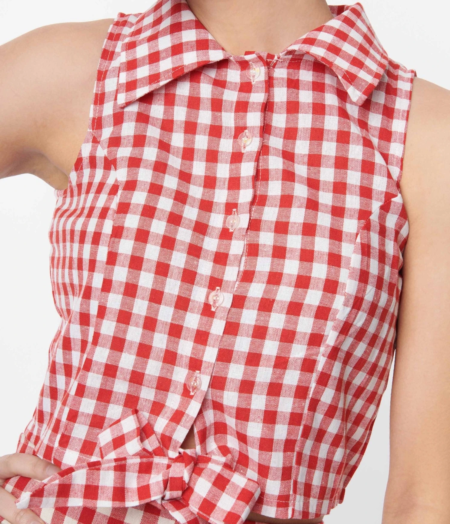 Red & White Gingham Crop Top 3 Red & White Gingham Crop Top - Image 3