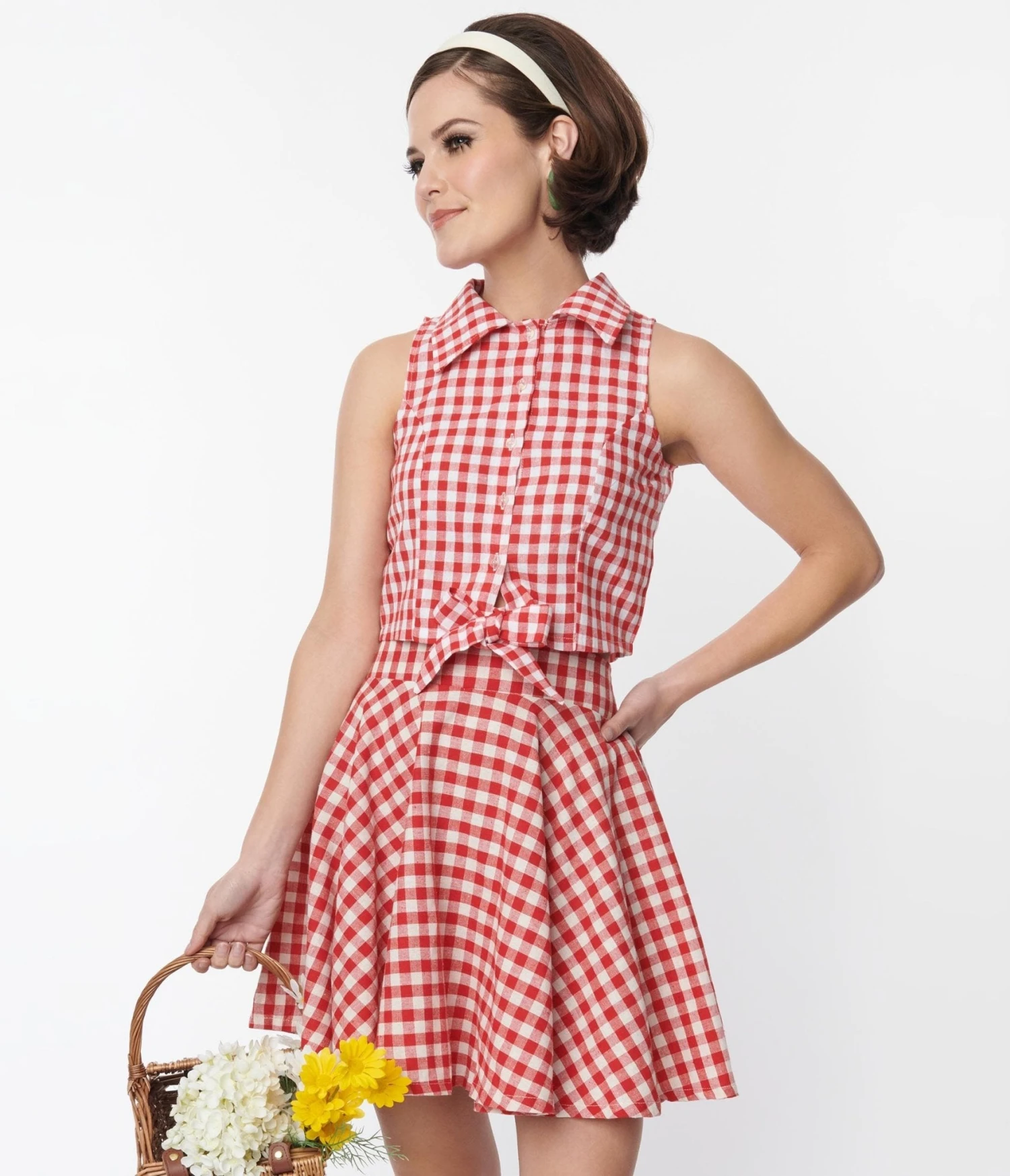 Red & White Gingham Crop Top 4 Red & White Gingham Crop Top - Image 4