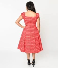 Red & White Polka Dot Sweet Spot Swing Dress -Pleaser Clothing Store red white polka dot sweet spot swing dress 530481