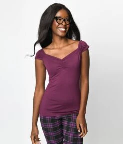 Retrolicious Plum Isabel Top -Pleaser Clothing Store retrolicious plum isabel top 226209