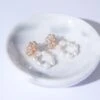 Rhinestone & Faux Freshwater Pearl Floral Drop Earrings