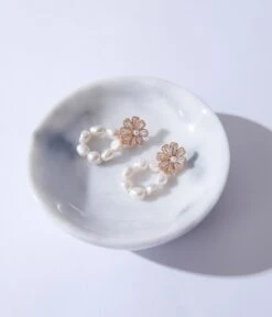 Rhinestone & Faux Freshwater Pearl Floral Drop Earrings -Pleaser Clothing Store rhinestone faux freshwater pearl floral drop earrings 928096