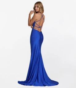 Royal Blue Cross Back Prom Dress -Pleaser Clothing Store royal blue cross back prom dress 535680