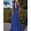 Cinderella Divine Royal Blue Satin Convertible Halter Evening Gown