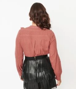 Rust Clip Dot Blouse -Pleaser Clothing Store rust clip dot blouse 637618