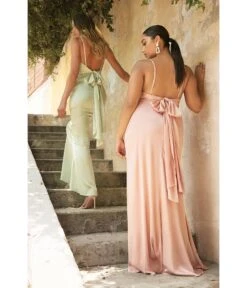 Cinderella Divine Sage Cowl Neck Satin Bridesmaid Dress -Pleaser Clothing Store sage cowl neck satin bridesmaid dress 711240