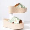 Sage Daisy Platform Woven Sandals
