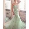 Cinderella Divine Sage Floral & Beaded Corset Mermaid Gown