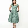 Sage Green & Green Floral Cosmopolitan Swing Dress