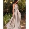 Cinderella Divine Sand Flowy Satin A-Line Bridesmaid Gown