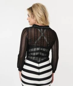 Sheer Black & Pearl Blouse -Pleaser Clothing Store sheer black pearl blouse 271193