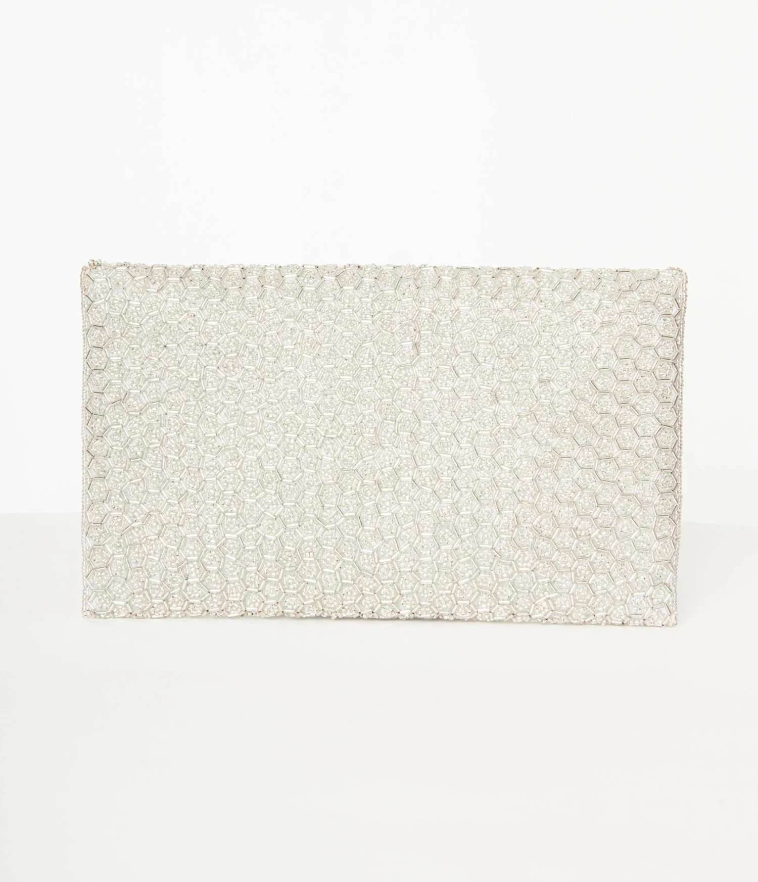 Silver Beaded Evening Envelope Clutch 4 Silver Beaded Evening Envelope Clutch - Image 4