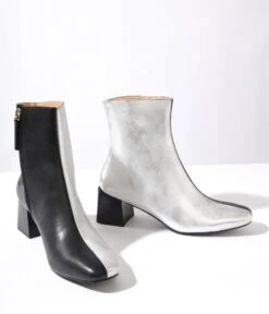 Silver & Black Color Block Booties