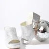 Silver Crystal Platform Mule Heels