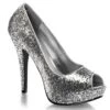 PLEASER Silver Glitter Peep Toe Pumps